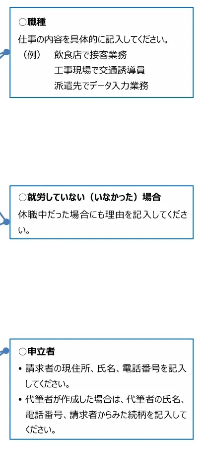 病歴・就労状況等申立書の書き方